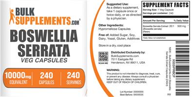 BulkSupplements.com Boswellia Serrata Veg Capsules source label used in the packaging illustration