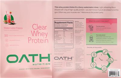 Oath Nutrition Clear Whey Protein Watermelon Fresca source label used in the packaging illustration