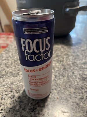 Focus Factor Focus + Energy Orange source label used in the packaging illustration