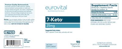 Eurovital Nutraceuticals 7-Keto 25 mg source label used in the packaging illustration