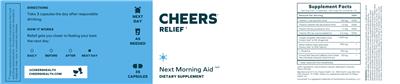 Cheers Relief Next Morning Aid source label used in the packaging illustration