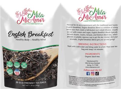 MilaMiAmor English Breakfast source label used in the packaging illustration