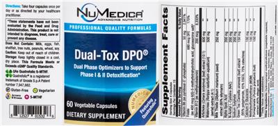 NuMedica Dual-Tox DPO source label used in the packaging illustration