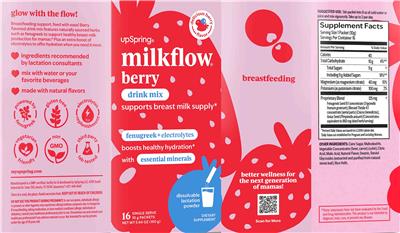 UpSpring MilkFlow Delicious Berry Flavor source label used in the packaging illustration