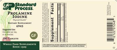 SP Standard Process Prolamine Iodine source label used in the packaging illustration