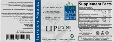 Wise Woman Herbals Lip Lysine Immune Plus source label used in the packaging illustration
