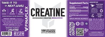 FINAFLEX Creatine Unflavored source label used in the packaging illustration
