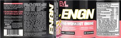 Evlution Nutrition ENGN Pre-Workout Pink Lemonade source label used in the packaging illustration