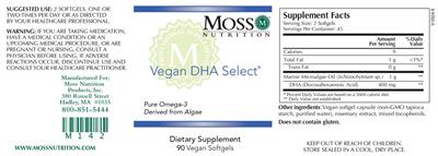 Moss Nutrition Vegan DHA Select product packaging