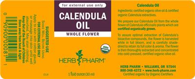 Herb Pharm Calendula Oil source label used in the packaging illustration