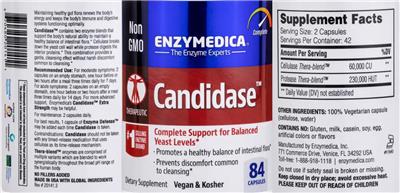 Enzymedica Candidase source label used in the packaging illustration