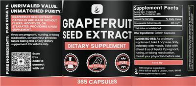 Pure Original Ingredients Grapefruit Seed Extract 485 mg source label used in the packaging illustration