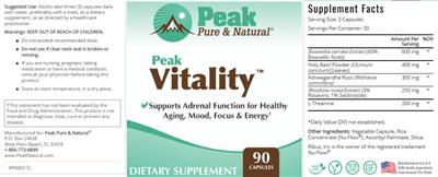 Peak Pure & Natural Peak Vitality source label used in the packaging illustration
