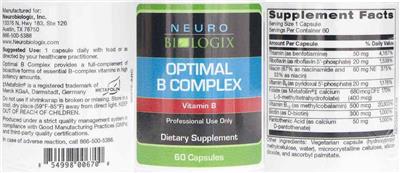Neurobiologix Optimal B Complex source label used in the packaging illustration
