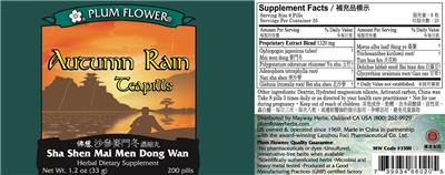 Plum Flower Autumn Rain Teapills source label used in the packaging illustration