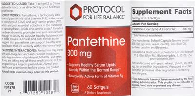 Protocol For Life Balance Pantethine 300 mg product packaging