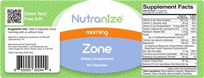 Nutranize Zone Morning source label used in the packaging illustration