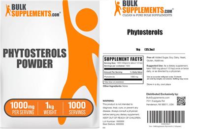 BulkSupplements.com Phytosterols Powder 1000 mg source label used in the packaging illustration