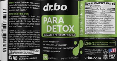 dr.bo Para Detox source label used in the packaging illustration