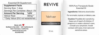 Revive Vetiver source label used in the packaging illustration