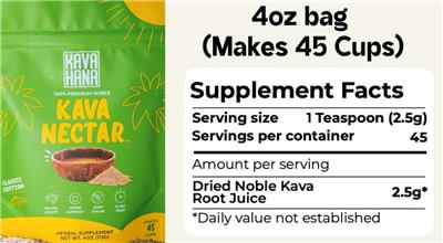 Kavahana Kava Nectar Classic Edition source label used in the packaging illustration