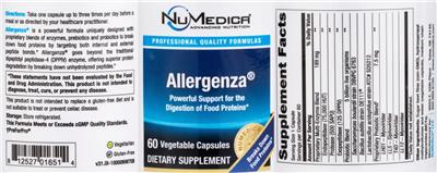 NuMedica Allergenza source label used in the packaging illustration