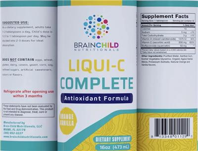 Brainchild Nutritionals Liqui-C Complete Orange Vanilla product packaging
