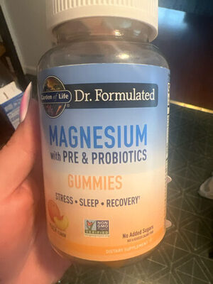Garden of Life Dr. Formulated Magnesium with Pre & Probiotics Gummies Peach Flavor product packaging