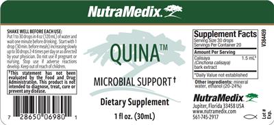 NutraMedix Quina source label used in the packaging illustration