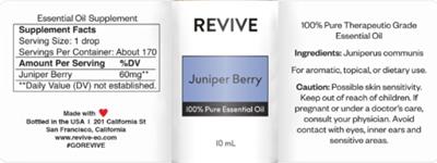 Revive Juniper Berry source label used in the packaging illustration