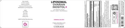 Codeage Liposomal Ovarian Inositol+ Mixed Berry Flavor source label used in the packaging illustration