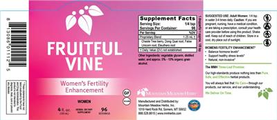 Mountain Meadow Herbs Fruitful Vine source label used in the packaging illustration