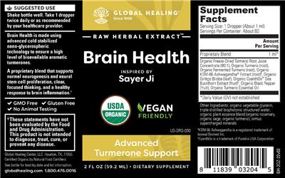 Global Healing Brain Health source label used in the packaging illustration