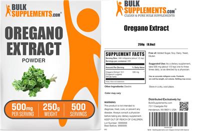 BulkSupplements.com Oregano Extract product packaging