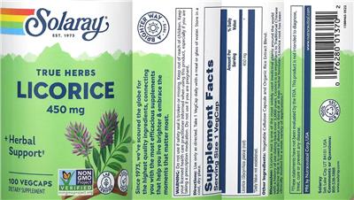 Solaray Licorice 450 mg product packaging