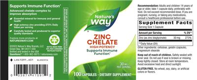 Nature's Way Zinc Chelate 30 mg product packaging