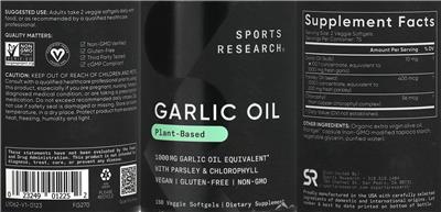 Sports Research Garlic Oil 1000 mg product packaging