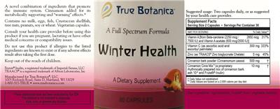 True Botanica Winter Health source label used in the packaging illustration