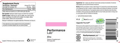 Performance Lab Zinc source label used in the packaging illustration