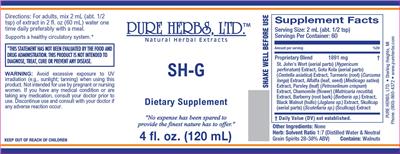 Pure Herbs SH-G source label used in the packaging illustration