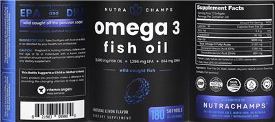 NutraChamps Omega 3 Fish Oil 3600 mg Natural Lemon Flavor product packaging