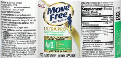Schiff Move Free Joint Health Ultra Pro 4 in 1 source label used in the packaging illustration