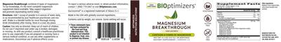 BiOptimizers Magnesium Breakthrough Unflavored source label used in the packaging illustration