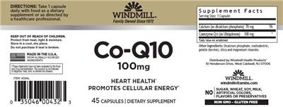 Windmill Co-Q10 100 mg source label used in the packaging illustration