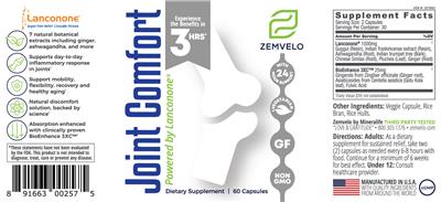 Zemvelo Joint Comfort source label used in the packaging illustration
