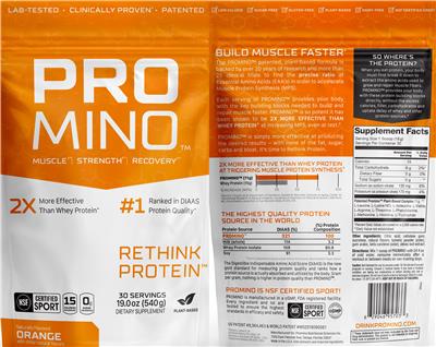 Promino Rethink Protein Orange product packaging