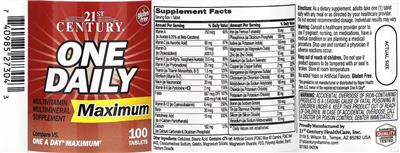 21st Century One Daily Maximum source label used in the packaging illustration