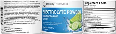Dr. Berg Electrolyte Powder Cucumber & Lime Flavor source label used in the packaging illustration