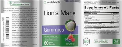 Horbaach Lion's Mane Berry Flavor source label used in the packaging illustration