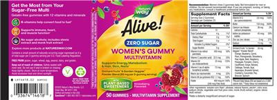 Nature's Way Alive! Women's Gummy Multivitamin Zero Sugar Strawberry Flavored product packaging
